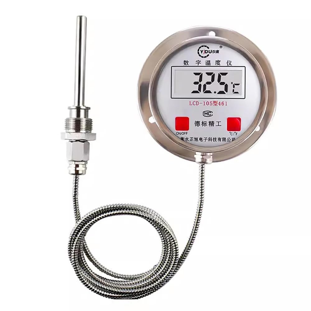 Termómetro Industrial con Pantalla Digital, Medidor Electrónico de Temperatura Del Agua con Sensor de Sonda de Temperatura de Alta Precisión de Acero Inoxidable