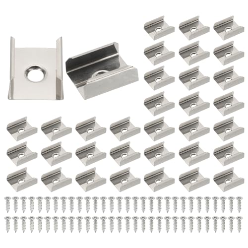 Image of PATIKIL LED Strip Clips, 50pcs Stainless Steel Mounting Brackets Fixing Clip Clamp Support Holder with Screws for 16mm LED Strip Lighting Cable