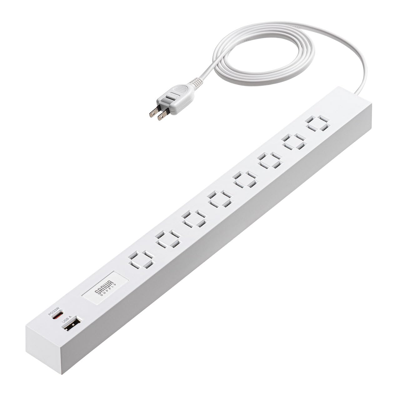 サンワダイレクト 電源タップ USB付き AC 8個口 1.5m Type-C…