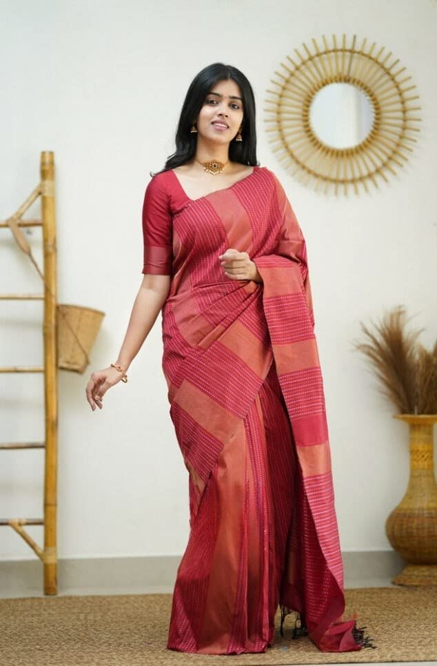 Image of Flosive Women's Kanjivaram Pure Zari Woven Soft Silk Saree With Blouse Piece (Mix Color)