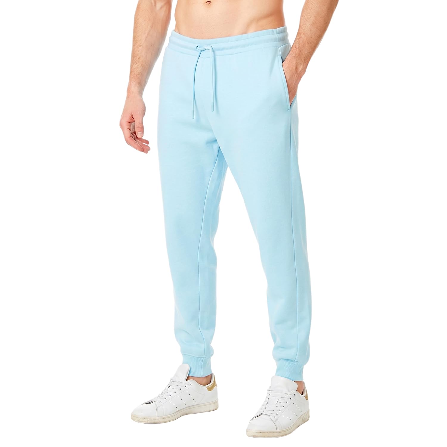 RIPT Men’s Fleece Joggers with Drawstring Waist Cuffed Tracksuit Bottoms with Pockets Soft Touch Sweatpants for Gym & Loungewear (Aqua, L)