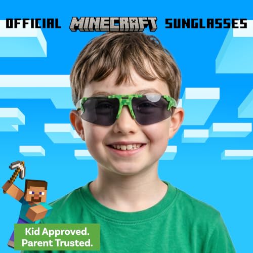 Image of ARKAID Minecraft Boys Sunglasses | Official Minecraft Gear | 100% UV Protection | Official Minecraft Boys Sunglasses and Sports Wraps | Impact Resistant | Gift Idea | Fits Most Kids