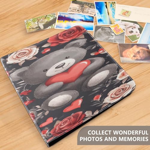 Álbum de fotos adhesivo DIY Scrapbook álbum de San Valentín con diseño de oso, encuadernador de 3 anillos, 40 páginas, 8x10 para recuerdos miniatura 5