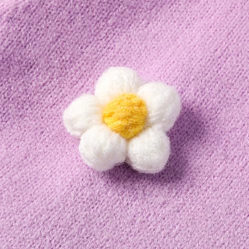 Girls' Cardigan with 3D Flowers Embroidery, Cropped Knit Sweater Shrug for Kids, Long Sleeve Uniform Cardigans for 5-12 Years4