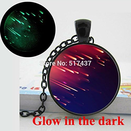 Pretty Lee Glowing Pendant Necklace Meteor Shower Necklace Glass Art Photo Glow In The Dark Necklace Gift For Girls Meteor Jewelry