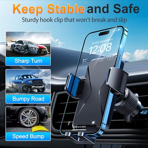 Ossvaln Car Phone Holder Vent [Big Phone Friendly Panel] Car Vent Phone Mount For Car Air Vent 360° Rotate Hands Free Cell Phone Holder For Car Vent Automobile Cradle For All Iphone Android Smartphone thumb #3
