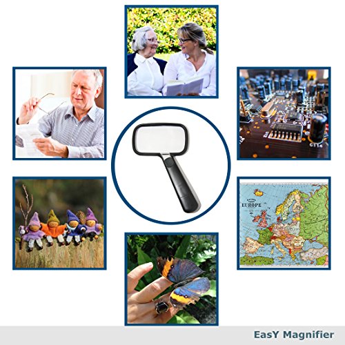 Pocket Magnifying Glass 3X an Elderly Assistant Product for Seniors; Helpful 50th 60th 70th Birthday Gift Set for Women and Men, Mom and Dad (Rec-PM1)