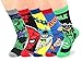 V28 Men's Cool with Various Crazy Pattern Mixed Colors Crew Socks (One Size, 5-Mixed-Heros-2)