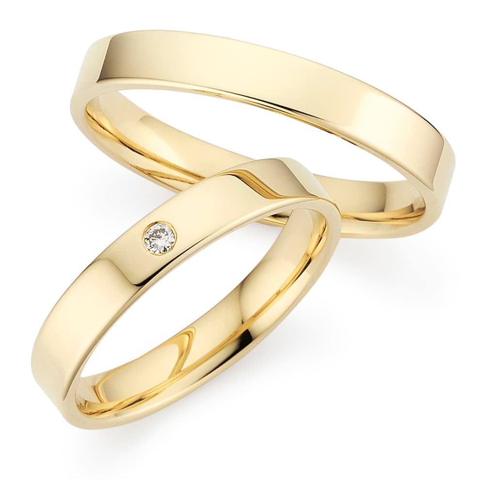 123traumringeAlianzas de oro 333 | Precio por par con diamante incluye grabado I oro amarillo alianzas para él y ella I Anillos de boda Anillos de compromiso Anillos de pareja, Oro amarillo Dorado