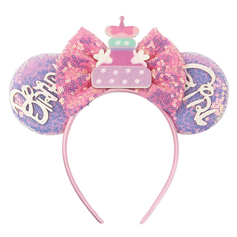 XINGKANG Mouse Ear Sparkling Headband, pink bow, birthday, Balloons, Castle, Firmly Occupying the C Position at the Party