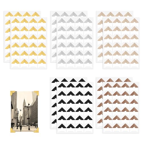 Esquinas de fotos autoadhesivas, 240 unidades, 10 hojas, esquinas de fotos, 5 colores, pegatinas para álbumes de recortes, esquinas adhesivas para manualidades, álbumes de recortes, álbum de fotos