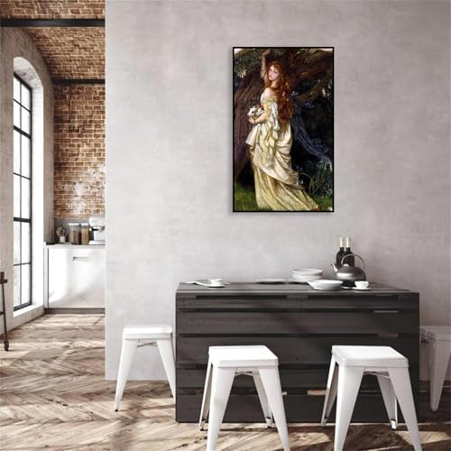 Peinture sur toile Ophelia haut de gamme de 110x70cm avec encadrement noir premium pour salon - 5