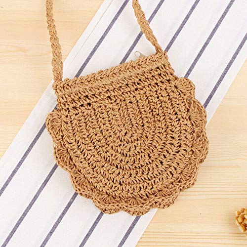 Image of Teeya Straw Crossbody Bag Women Weave Shoulder Bag Round Summer Beach Purse and Handbags