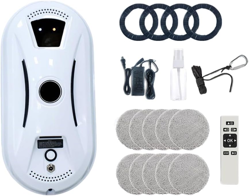 Saker Window Cleaner Robot,Smart Robotic Vacuum for Glass, 2800Pa Strong Suction, Edge Detection, Remote Control, Ideal for Home & Office