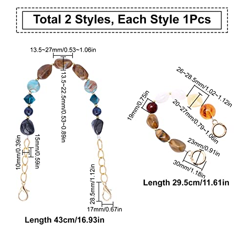 Image of GORGECRAFT 2PCS Resin Bag Handles Shoulder Strap Replacement Handbag Bag Decoration Chain Charms with Alloy Spring Gate Rings and Lobster Claw Clasps