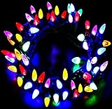 Borita Multicolor Outdoor Christmas Lights C3 Strawberry Mini Bulbs,18Ft 50 LEDs Indoor Colored Mood Lighting,Home Holiday Green Wire Stranger Things Decorative Lights