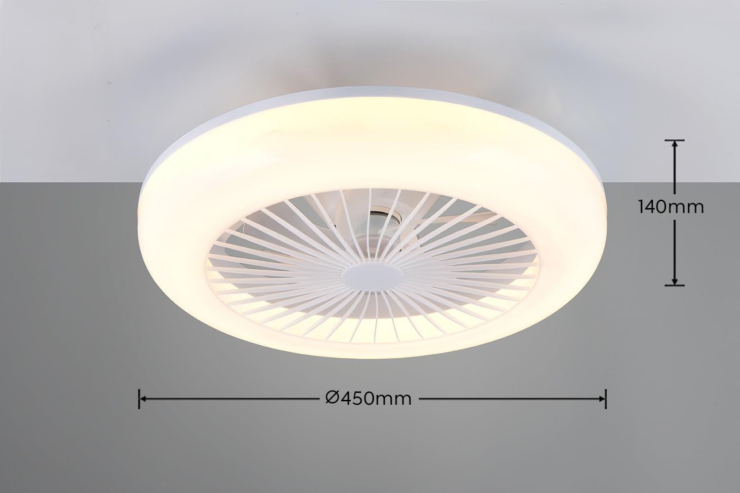 Reality Leuchten Ventilatore MORA R64032101, bianco, 10W, 2700K - 6500K, 1400 lm, dimmerabile