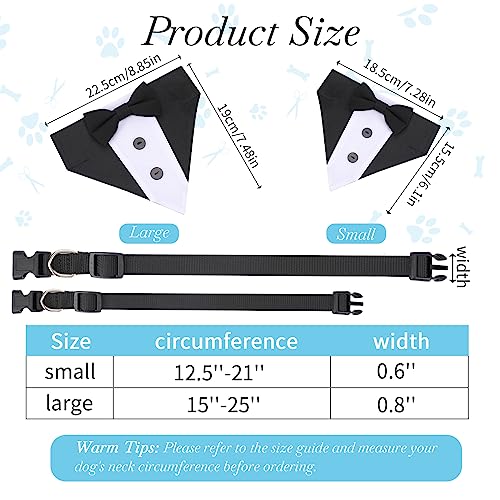 Dog Tuxedo Wedding Bandana Collar with Bow Tie Adjustable Dog Tuxedo Suit Formal Dog Costumes Pet Party Tux for Small Medium Large Dogs Pets(Large: Neck 15”-25”) - Image 2