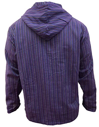 Shopoholic Fashion Mens Striped Hooded Grandad Shirt3