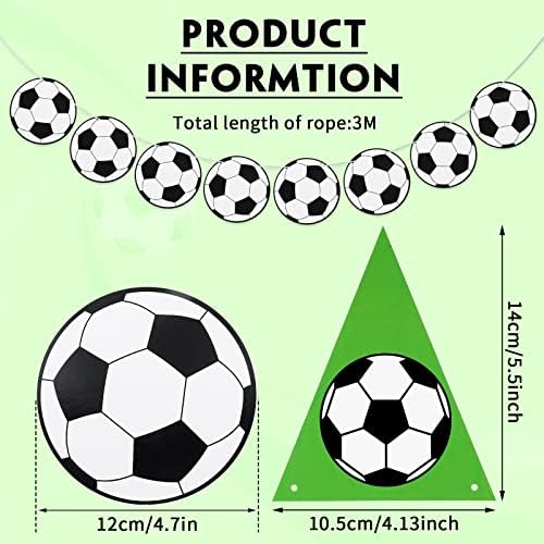 4 Pieces Football Banner Decoration Football Theme Party Supplies, 3m Football Flags Bunting Banners for Soccer Fans Welcome World Cup 2022
