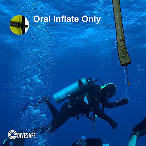 Divesafe Surface Marker Buoy – 7Ft Closed Bottom With High Visibility Reflective Band, Strobe Light And Flashlight Holder, 100Ft Abs Finger Reel And Whistle #TOP3