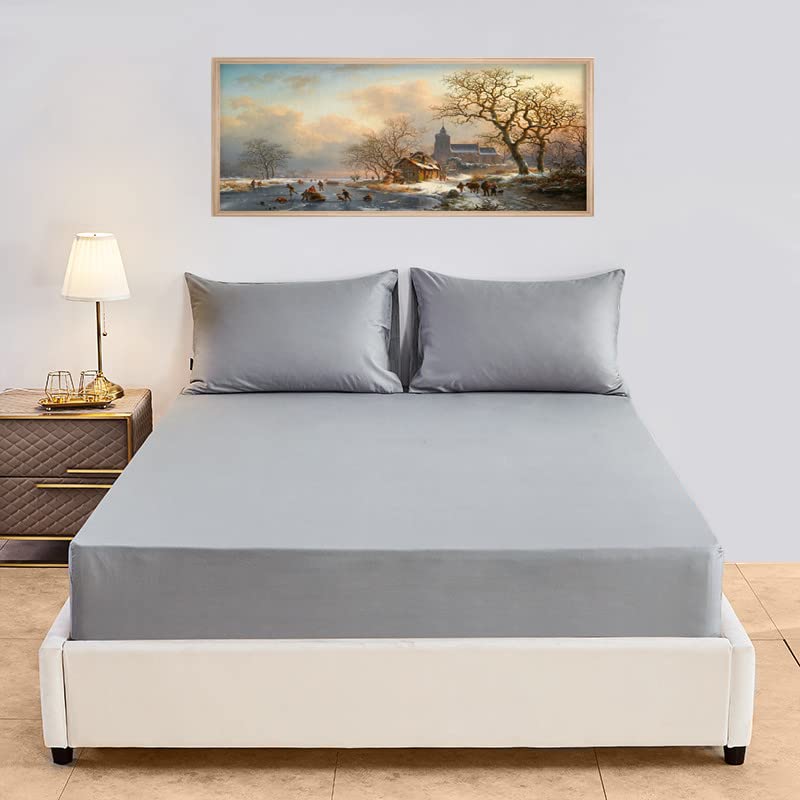 Dazzle Collection® Plain Fitted Sheet 180 Thread Count Polycotton | 50% Cotton 50% Polyester | Non Iron Plain Fitted Sheet Machine Washable. (King, Silver)