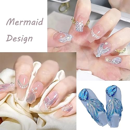 Qdsuh QIPOPVF02 5D Summer Nail Art Stickers, 5D Embossed Holographic Mermaid Nail Decals Mermaid Jellyfish Starfish Ocean Nail Art Supplies Luxurious Summer Nail Design thumb #3