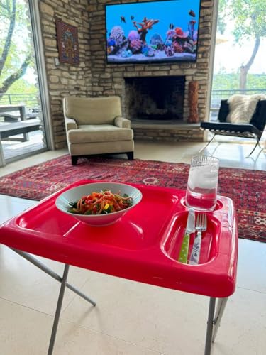 Image of Folding TV Tray Table, Portable, Sturdy, Red (Set of 2)