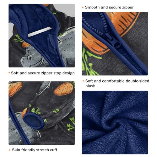 Hippo and Carrot Toddler Fleece Jacket Girl Boys Hooded Fleece Jacket Coat Warm Outwear Zip-up 3-10T3