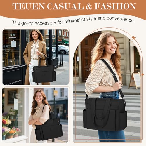 TEUEN Handtasche Damen Mittelgroß, Leichte Henkeltaschen Nylon Tote Bag mit Reißverschluss Damen-Umhängetasche Shopper Crossbody Schultertaschen für Arbeit Reisen Büro Einkaufen Schule