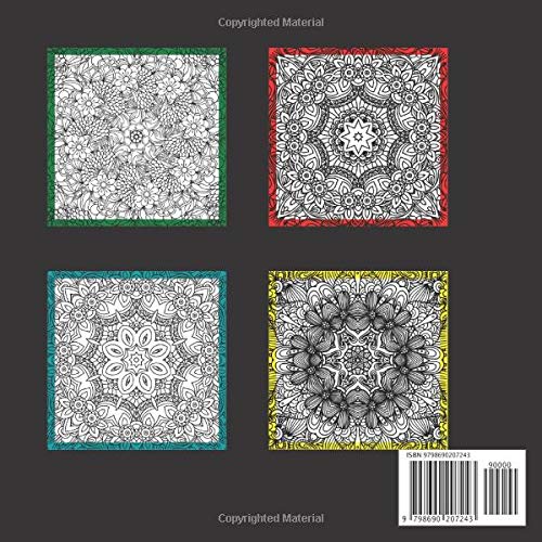 Square Mandalas Coloring Book: Easy Patterns & Large Print Mandala Colouring Book for Kids, Teens, Adults, Beginners, Seniors Stress Relief Relaxation Meditation image 3