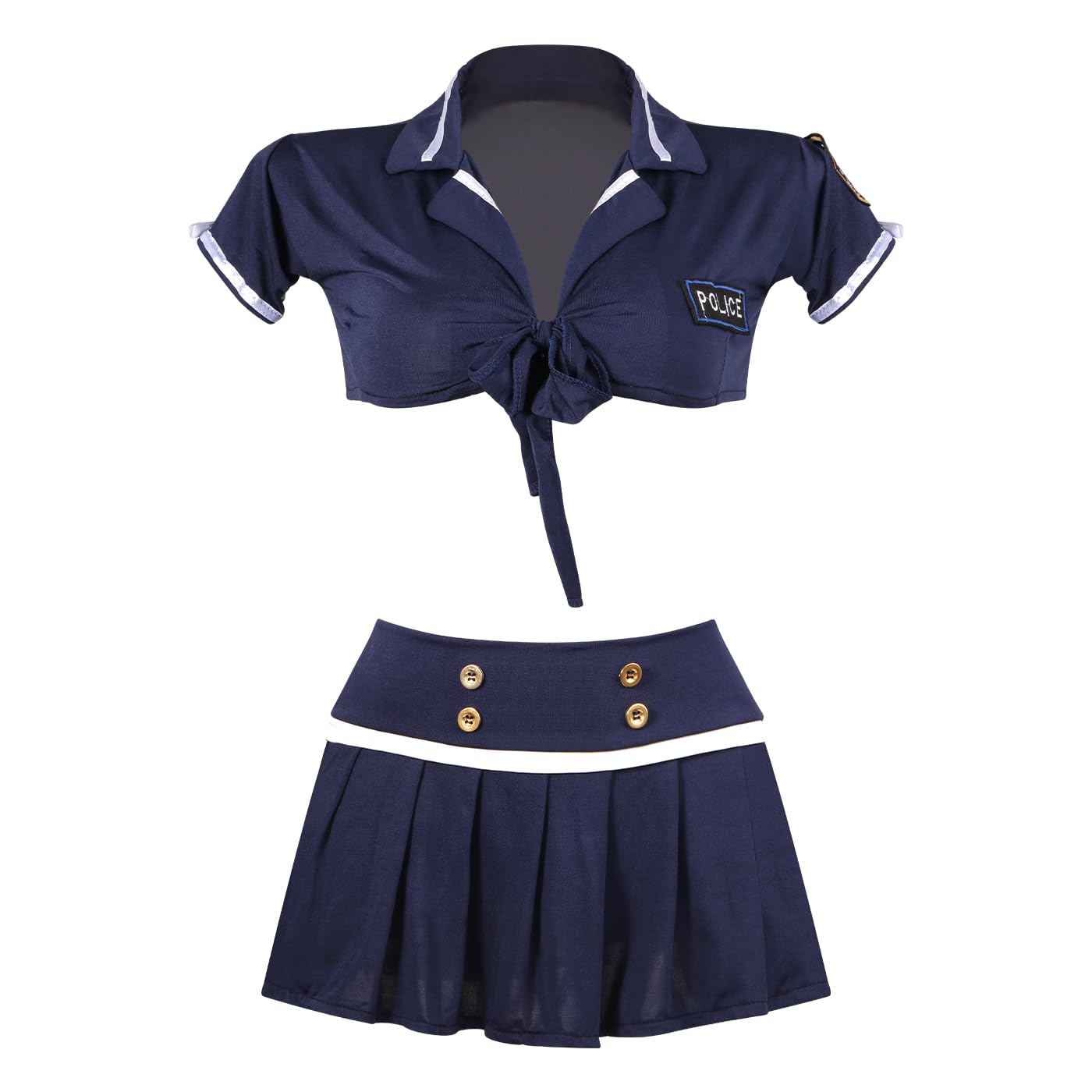 Conjunto de lencería sexy de policía para mujer, conjunto de 2 piezas de anime, babydoll de anime, disfraz de azafata de aerolínea, uniforme para Halloween, San Valentín