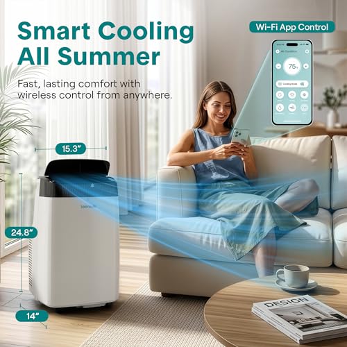 Image of SereneLife Portable Air Conditioner 10000 BTU With WIFI | 3-in-1 Cooling, Fan and Dehumidifier | 24-H Timer up to 450 sq ft Coverage | AC Unit for Bedroom, Home & Office | Window Kit & Remote