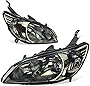 AUTOSAVER88 Headlight Assemblies Compatible with 04 05 2004 2005 Civic Headlamps Black Housing Amber Reflector Smoke Lens