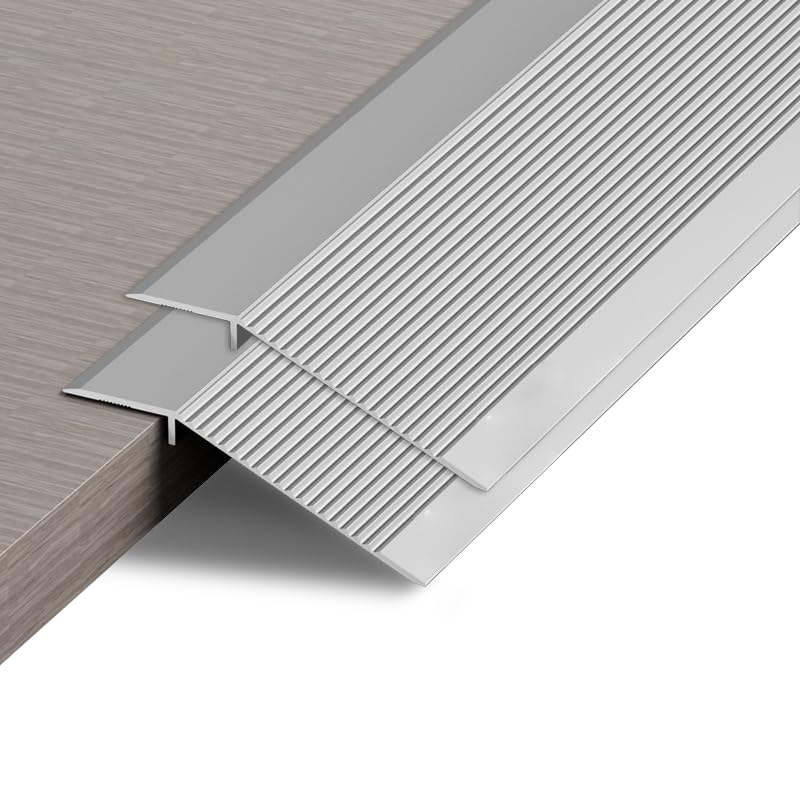 2 Pack Aluminum Floor Transition Strip Door Bar,Floor Bar for Doorways Threshold Ramp Tile Laminate Planks,Bridge The Height is around 30mm(Silver,0.9m × 10cm)