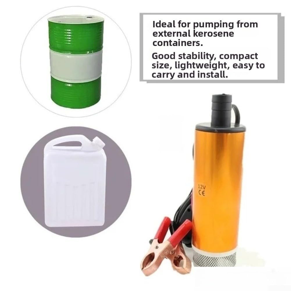 Pompa elettrica sommergibile per olio e acqua, per diesel, multi tensione, 12 V, 24 V, 220 V, pompa in acciaio inox da 51 mm e tubo in acciaio da 4 metri per un trasferimento affidabile del