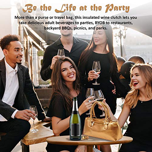 Image of Primeware Wine Clutch Bag (Thermal Insulated) Trendy Women's Carry Tote | Holds Red & White 750mL Bottles | Trendy Fashion | Incl. Portable Waiter-Style Corkscrew