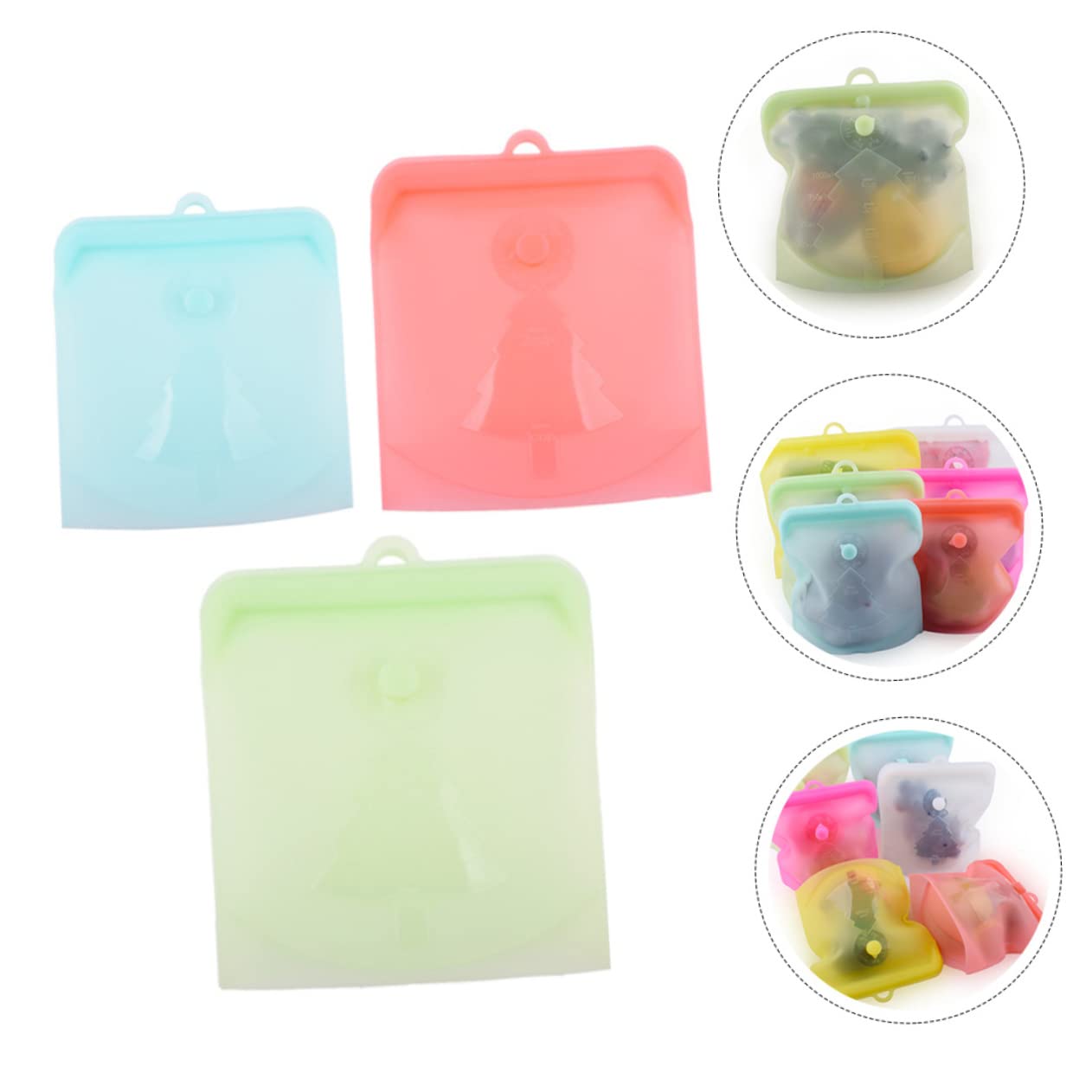 Mikinona 3 Sacchetti In Silicone Per Congelatore Contenitori Per Alimenti Contenitori Per Alimenti Sacchetti Per Il Pranzo In Silicone Sacchetti Per Alimenti Per Sacchetti
