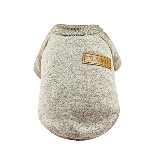 LLLCCC Pet Dog Sweater Warm Dog Pajamas Soft Cat Sweater Puppy Clothes Small Dogs Sweater Winter Doggie Sweatshirt (Beige,XS)