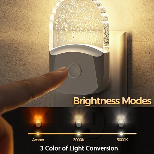 Image of DORESshop Night Lights Plug Into Wall [2 Pack] 3CCT LED Night Light with Dusk to Dawn Sensor, Plug in Nightlight for Kids, Bathroom, Bedroom, Nursery Room (Amber-3000K-5000K)