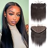 Msviki 10A 13x6 Frontal Straight Free Part Ear To Ear Transparent Lace Frontal Human Hair Pre Plucked Brazilian Virgin Human Hair Frontal Natural Color 10 Inch