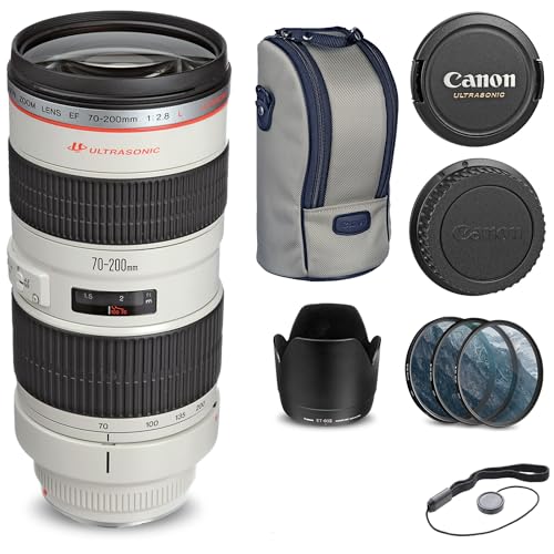 Canon EF 70-200mm f/2.8L USM Lens (2569A004) + Filter Kit + Cap Keeper + More