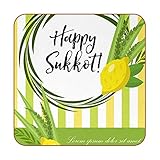 Photo Gallery sottobicchieri quadrati per bevande, stampa happy sukkot, in pelle, per legno, vetro, mobili, caffè, tavolo, set da 6 Photo Gallery sottobicchieri quadrati per bevande, stampa happy sukkot, in pelle, per legno, vetro, mobili, caffè, tavolo, set da 6
