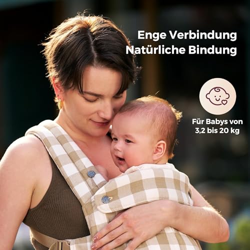 Momcozy Baby-Trage aus Natur-Baumwoll-Leinen: Besonders langlebig, ergonomisch, leicht & komfortabel - Hände-Frei für Mütter & Väter… – Ansicht 2
