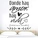 Docliick® Vinilos de pared decorativo con frase decorativa"DONDE HAY AMOR HAY VIDA" Pegatinas decorativas pared. Decoración casa Docliick DC-19140