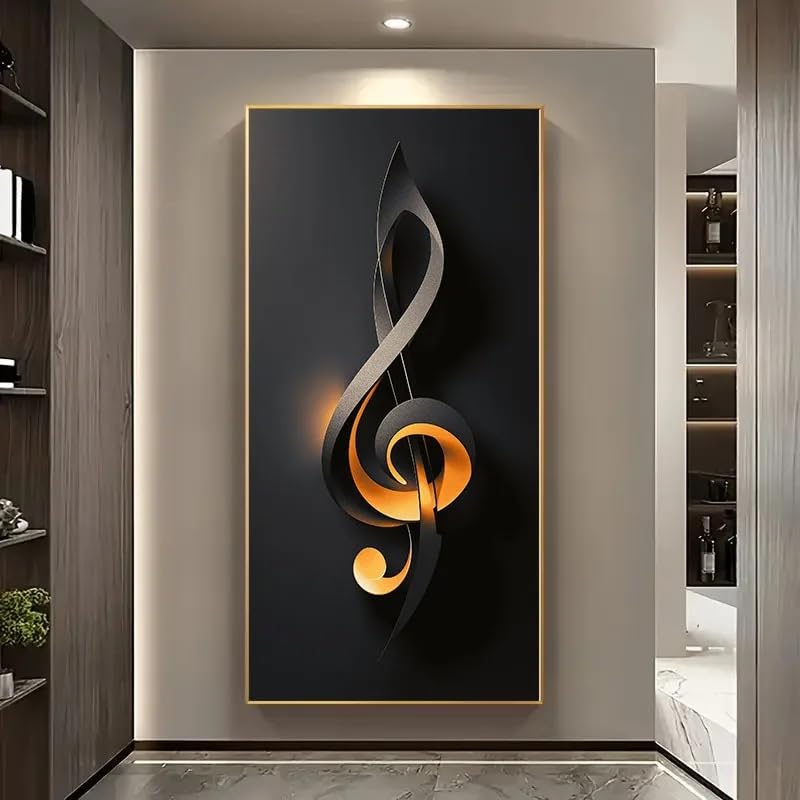 Impression sur toile note de musique noire GOSRD 50x100 cm pour salon