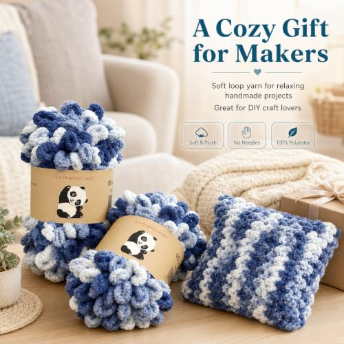 Image of Loop Yarn 5Packs,Shenlin Chunky Chenille Yarn for Hand Knitting Baby Blanket,Machine Washable Polyester Fluffy Thick Bulky Yarn for Scarfs,Craft Projects