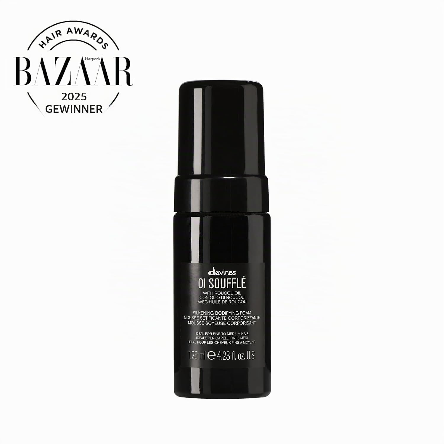 Davines OI Soufflé - Mousse liquida schiumogena leave-in setificante corporizzante - Perfetto per donare ai tuoi capelli una lucentezza straordinaria - 125 ml
