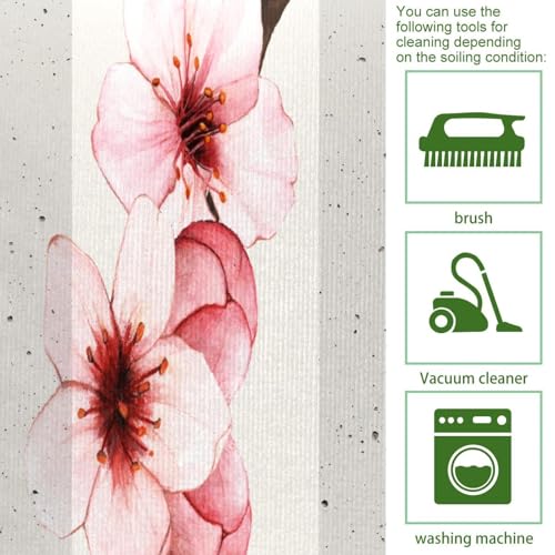 Pack de 2 alfombrillas de cocina con diseño de flores de cerezo, lavables y antideslizantes 5