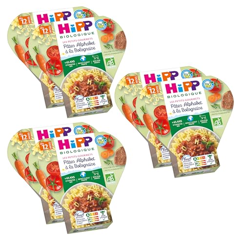 HiPP - Les Petits Gourmets - Pâtes Alphabet à la Bolognaise dès 12 Mois - Assiettes - 6x230 g -...